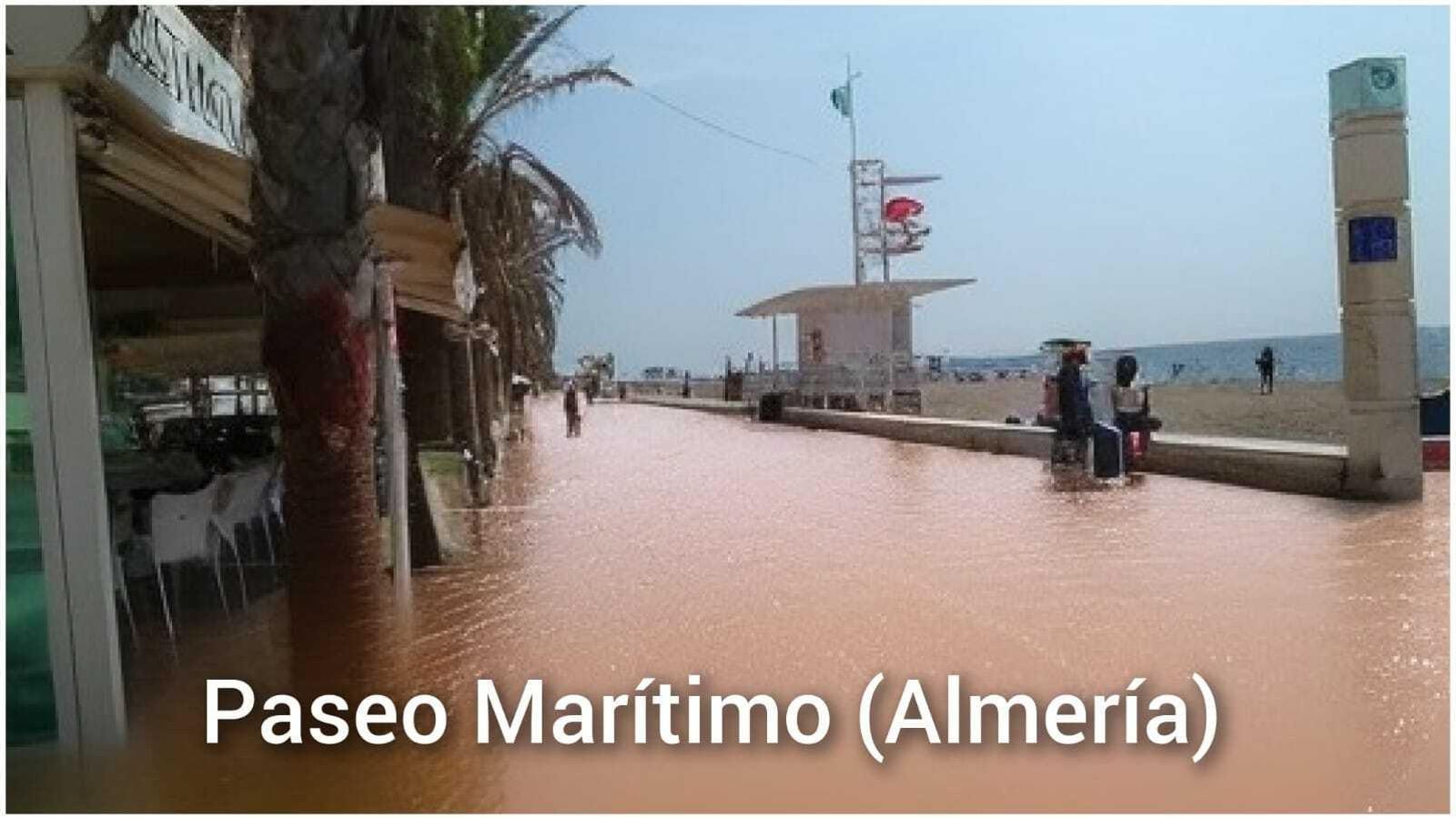 Representación del Paseo Marítimo de Almería capital inundado.