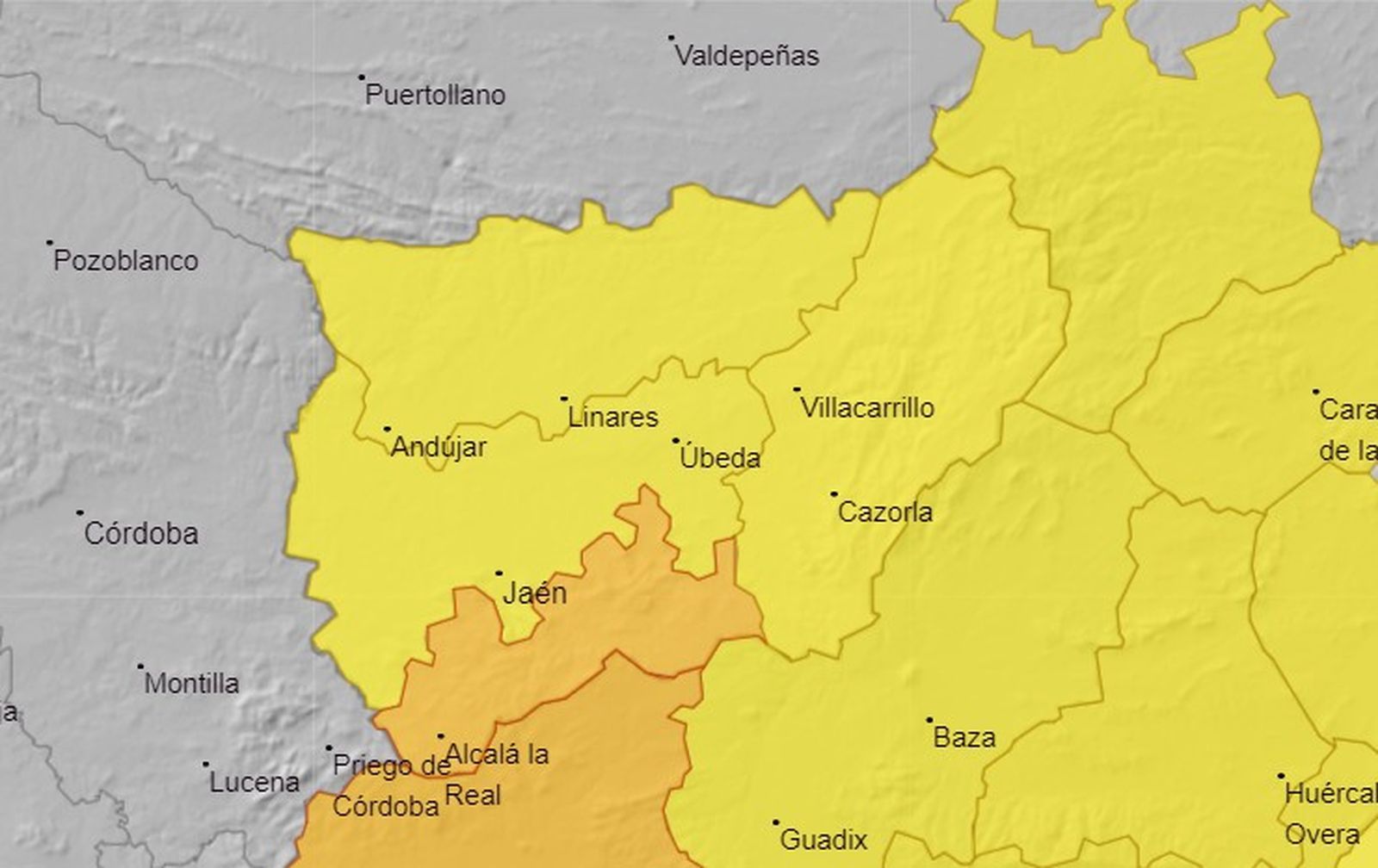 Aviso amarillo y naranja en Jaén por viento.