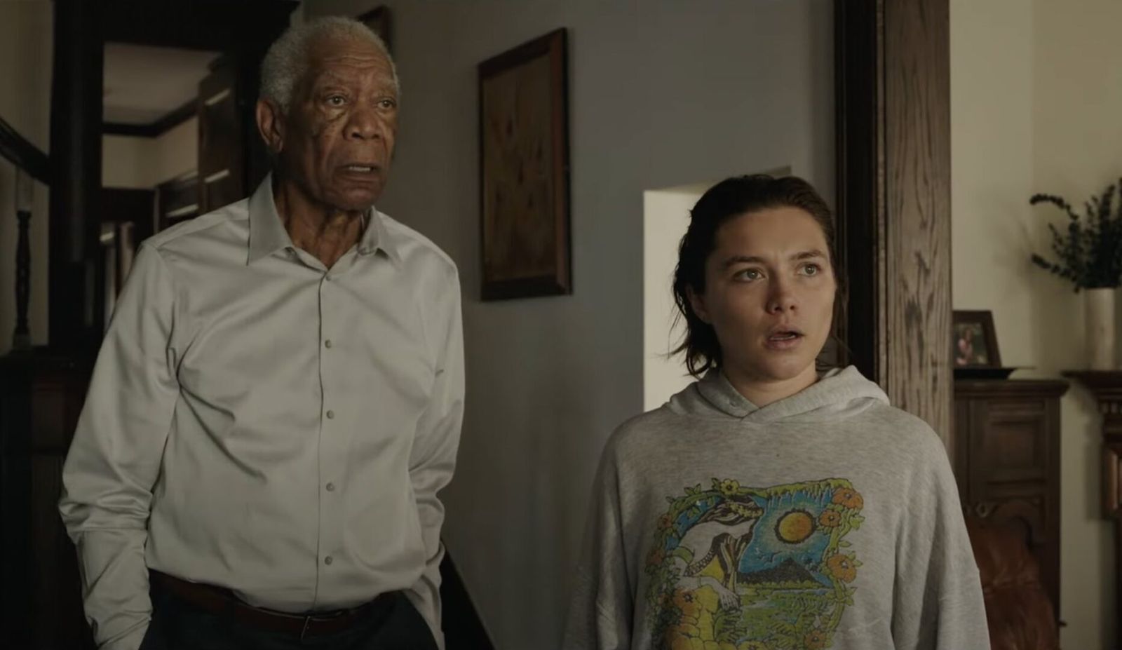 Morgan Freeman y Florence Pugh en una imagen del filme.