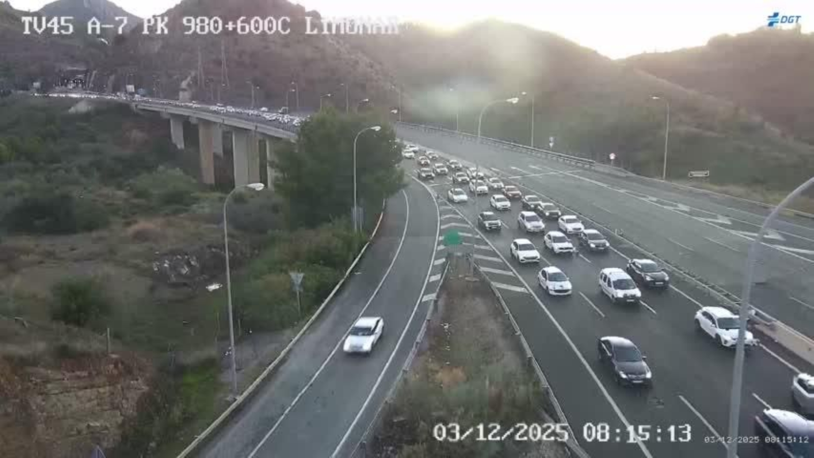 Retenciones de entrada a Málaga desde Rincón de la Victoria.