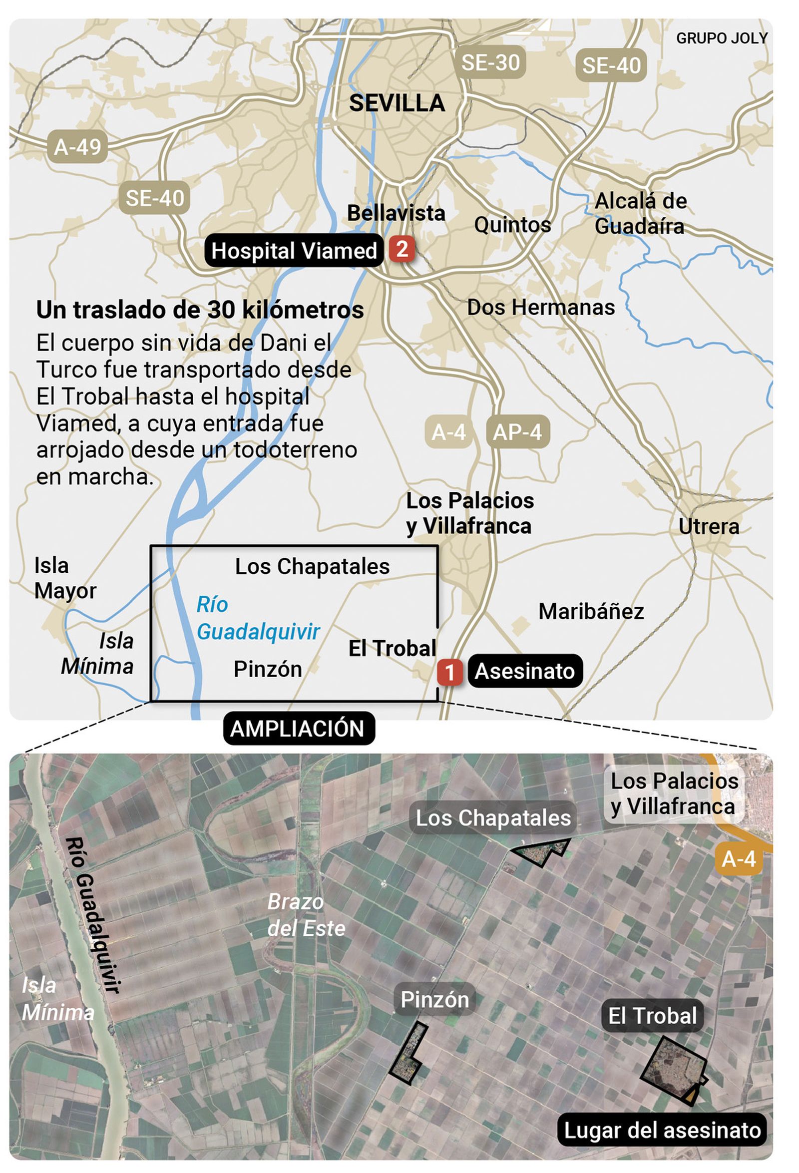 Mapa de localización de las pedanías de Los Palacios y Villafranca. Fuente: elaboración propia.
