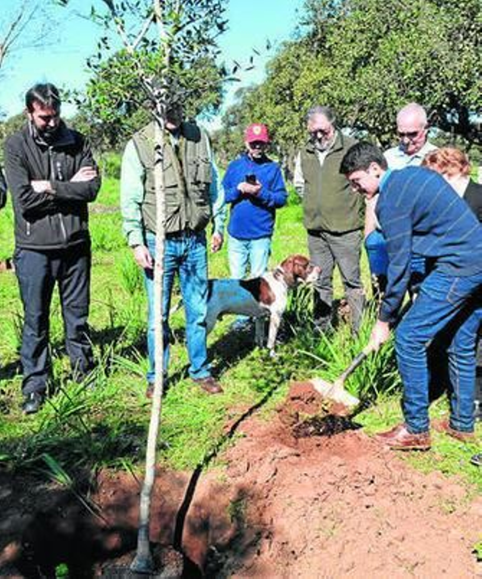 Uno de los asistentes en un momento de la plantación.