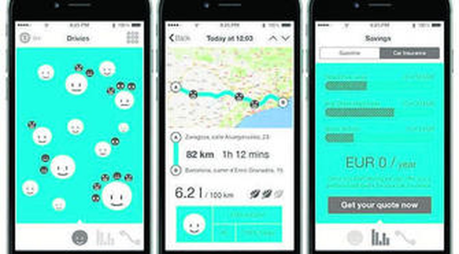 Diferentes pantallas de la aplicación Drivies.