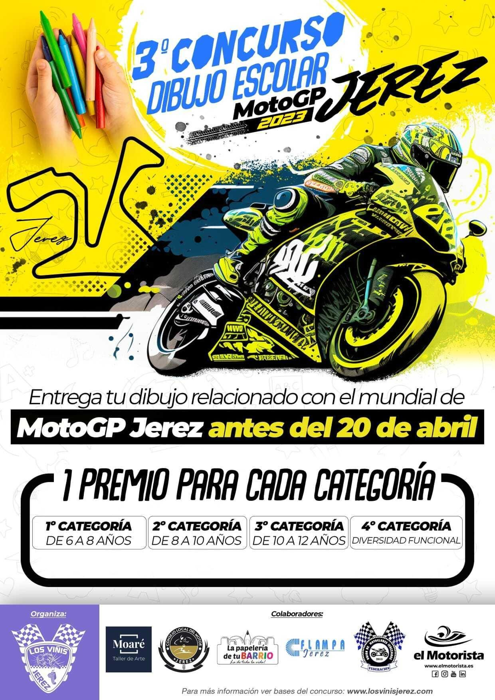 Detalle del cartel del III Concurso de Dibujo Escolar MotoGP Jerez. Detalle del cartel del III Concurso de Dibujo Escolar MotoGP Jerez.