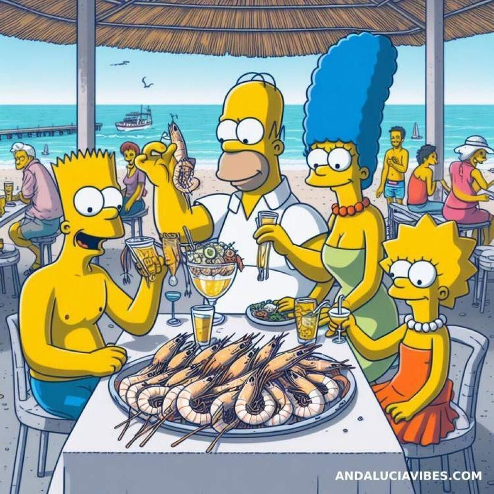 Comiendo en Huelva en un chiringuito de Punta-Umbria