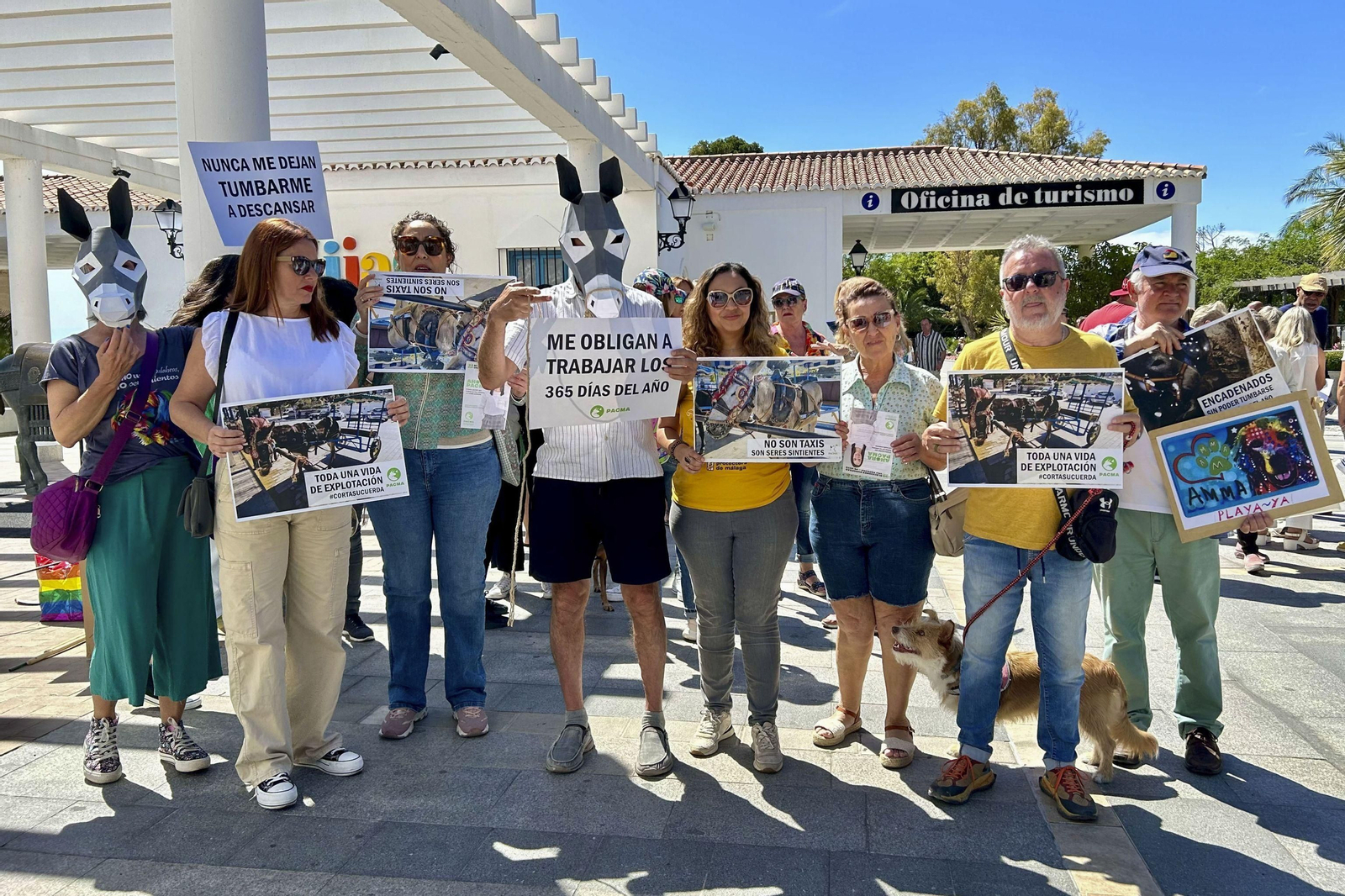 Protesta, este domingo, contra las condiciones de los animales de los burro-taxi en Mijas.