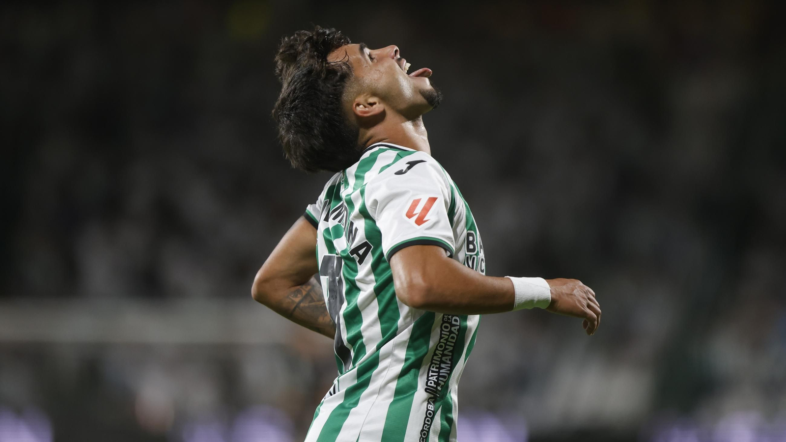 Kevin Medina se lamenta de una ocasión fallada en un partido del Córdoba CF.