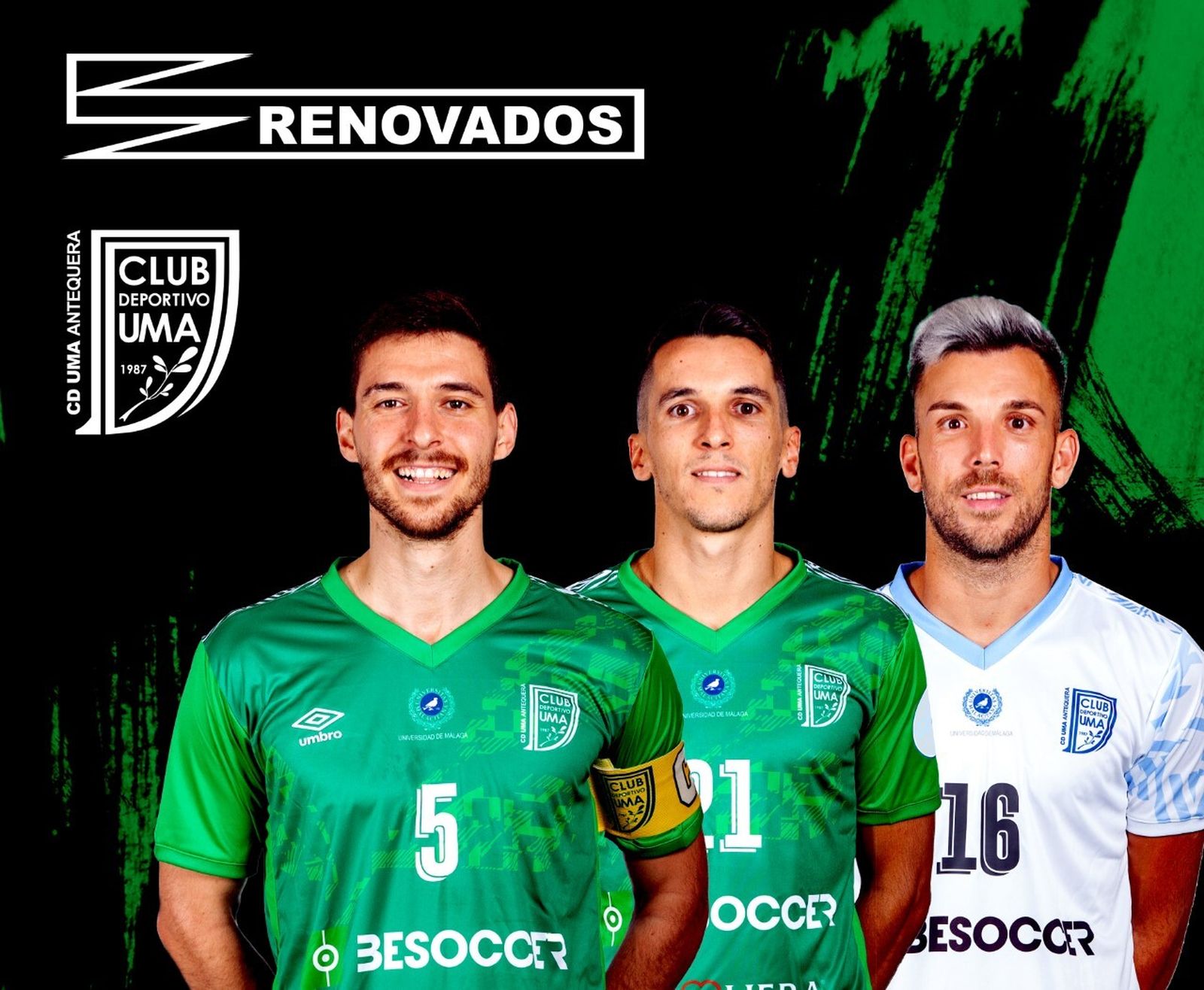 Los tres capitanes del UMA, renovados.