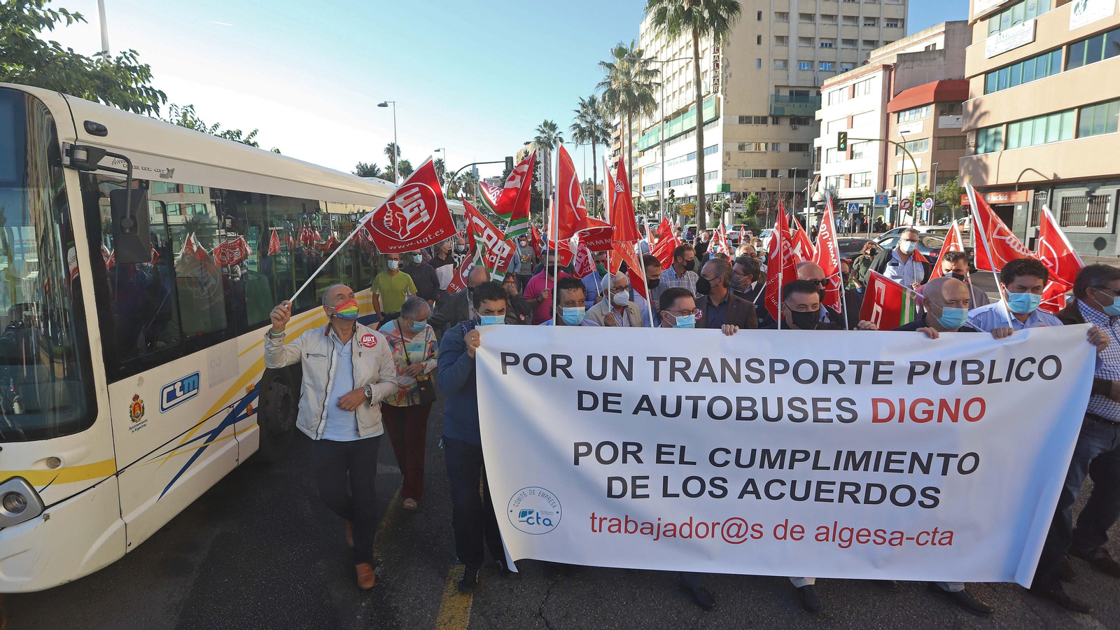 Fotos de la huelga de autobuses urbanos en Algeciras