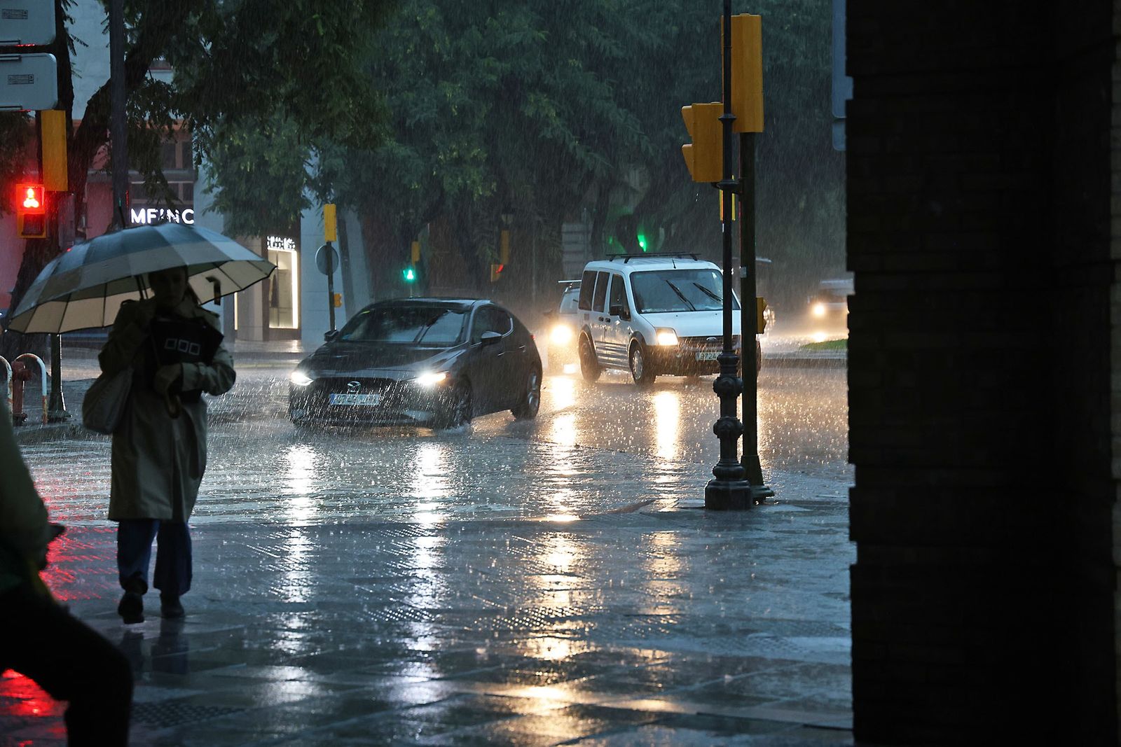 Día lluvioso en Huelva.