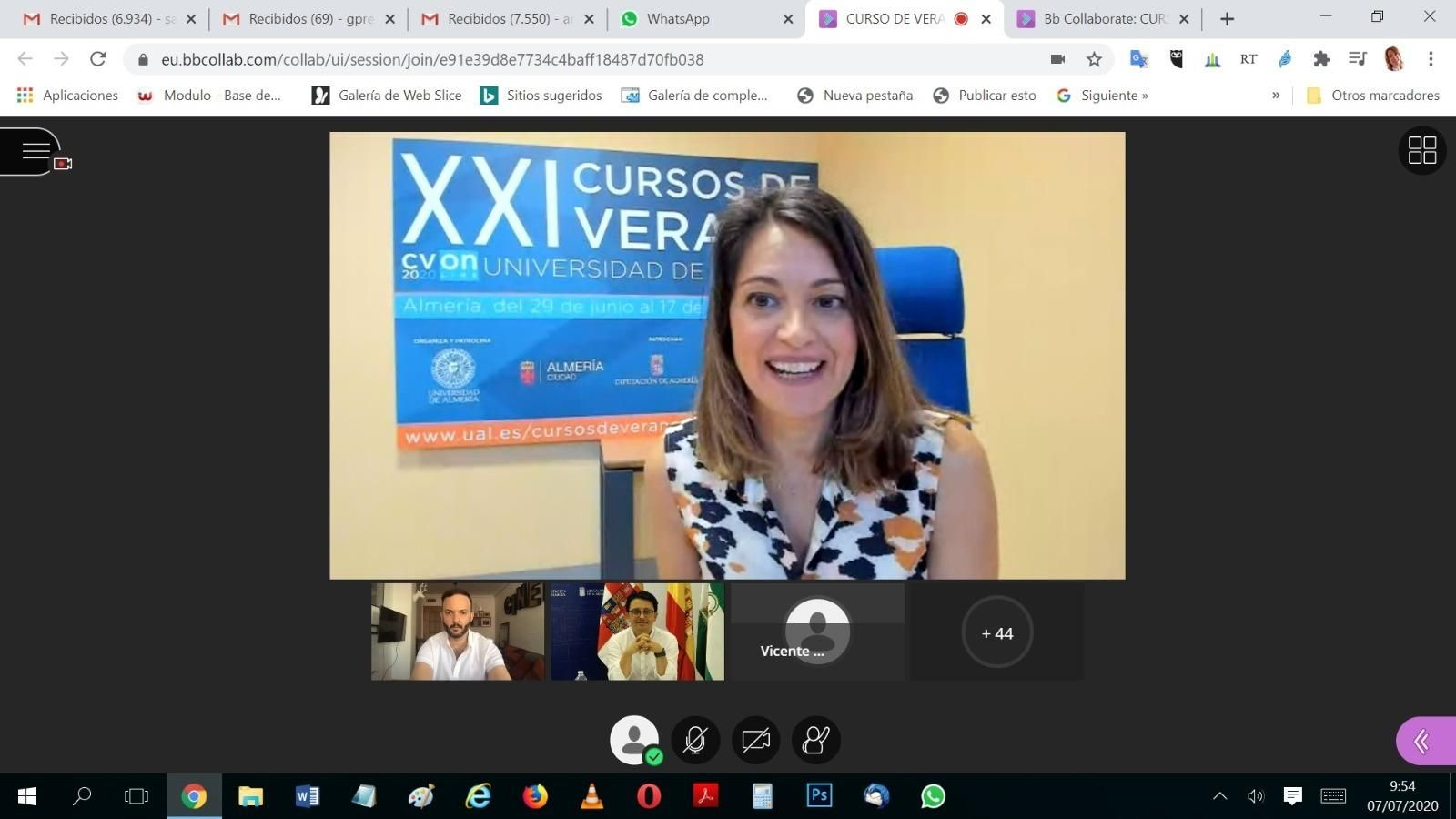 Amalia Magán, directora de los Cursos de Verano de la UAL, inauguran el IV Taller de Cine Filming Almería