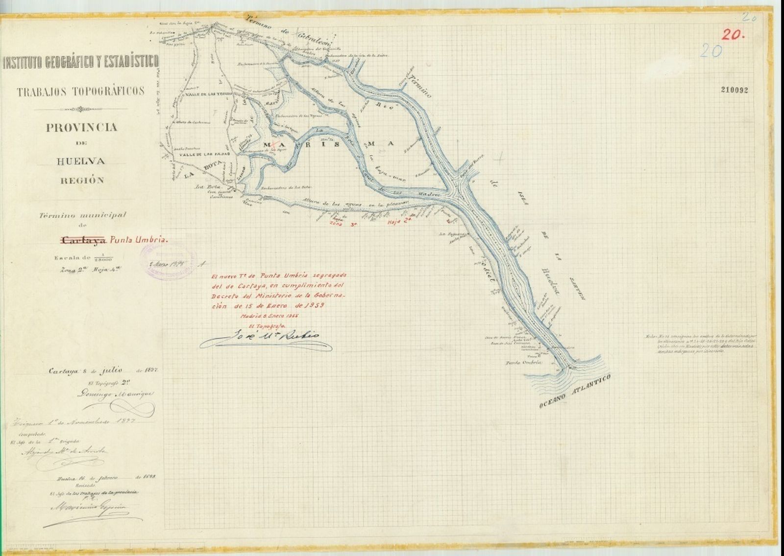 Mapa topográfico de Cartaya.