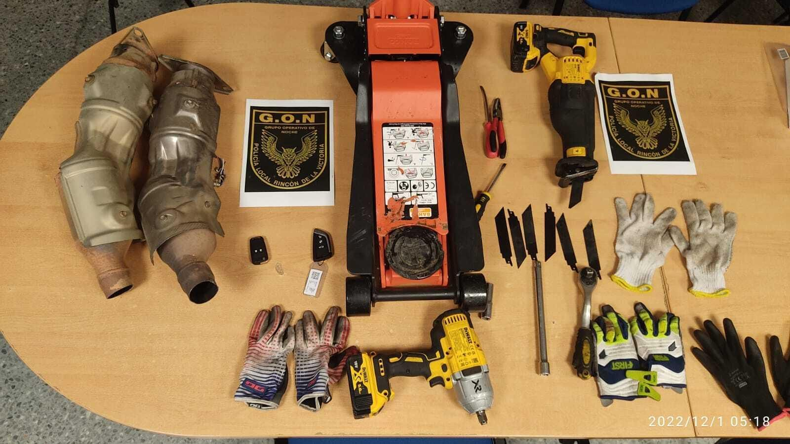 Efectos incautados por la Policía Local de Rincón de la Victoria.