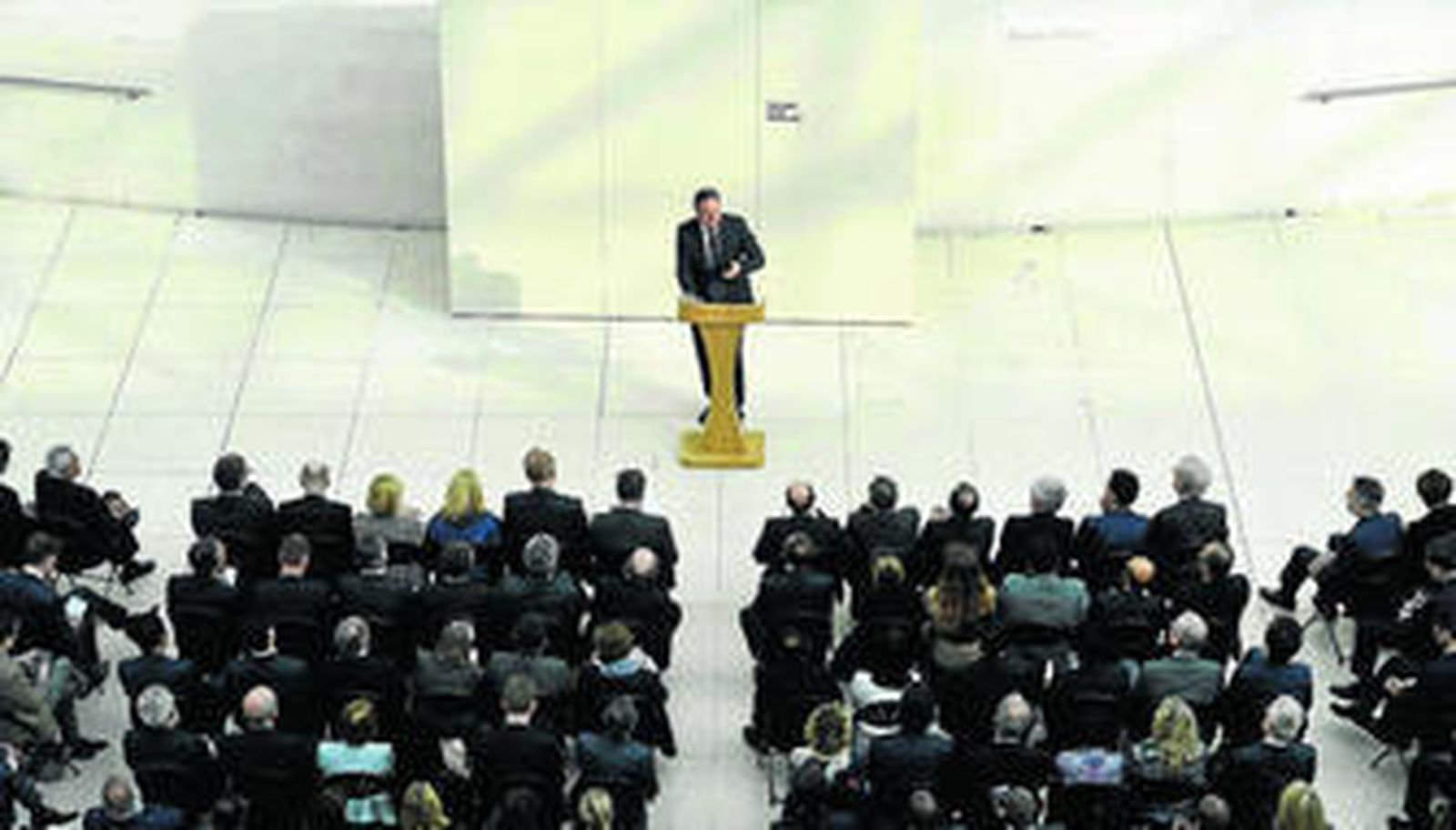 David Cameron ofrece ayer un discurso sobre la Unión Europea en el Museo Británico de Londres.