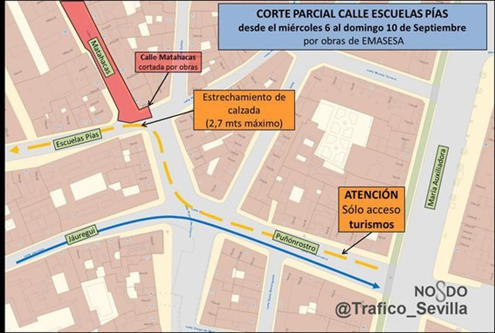 Plano de la zona afectada por las obras