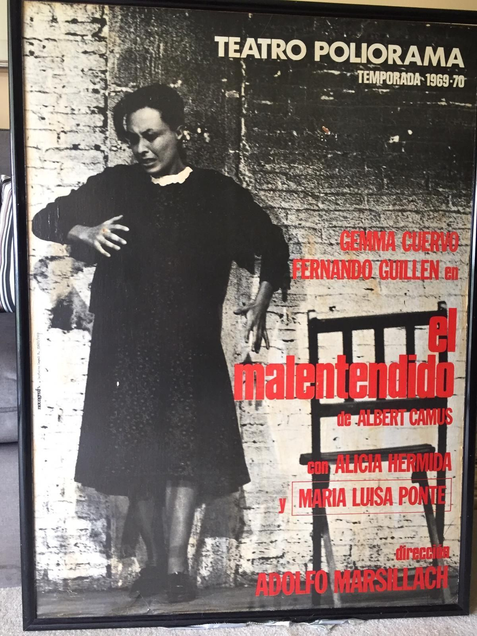 Cartel de 'El malentendido', la obra de Albert Camus que montó Gemma Cuervo.