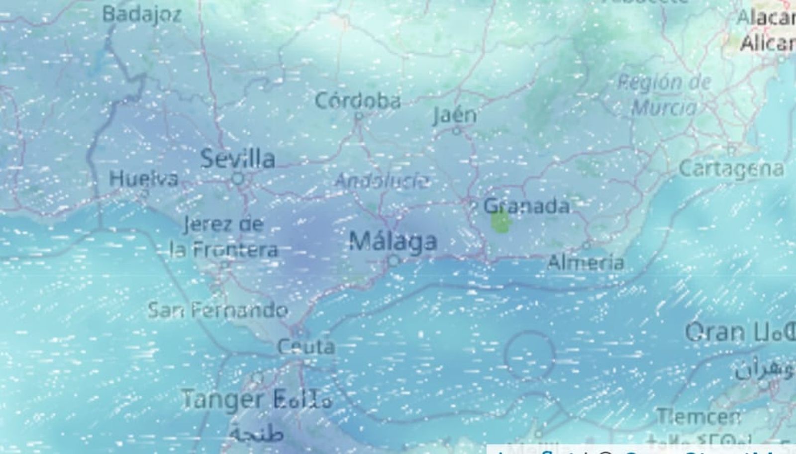 Mapa de previsión meteorológica con lluvias generalizadas en Andalucía a partir del lunes, según los modelos de la AEMET.