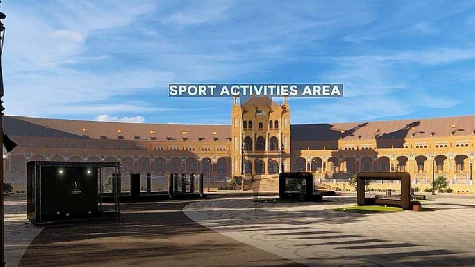 Otra perspectiva de cómo estará la Plaza de España durante los dos días de celebraciones