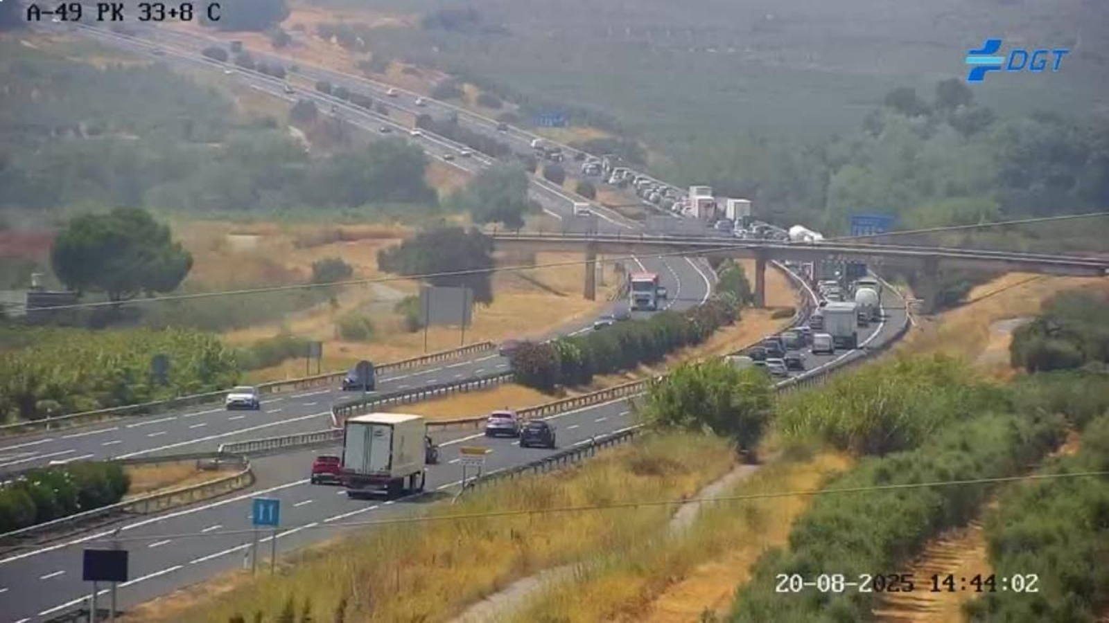 Retención en la A 49 por un accidente en sentido Huelva