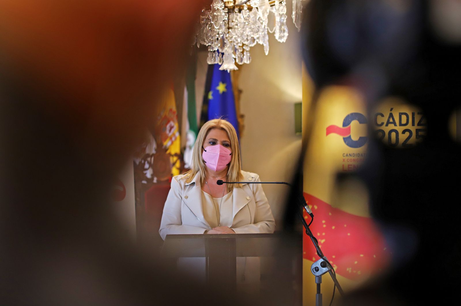 La alcaldesa, Mamen Sánchez, durante un acto en el Ayuntamiento.