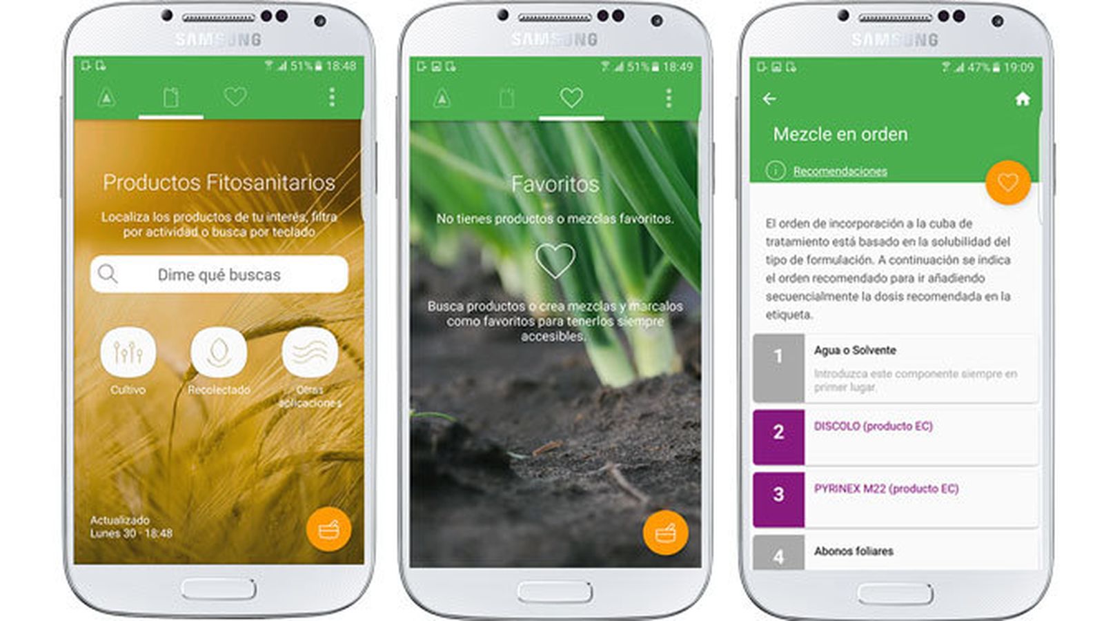 Diferentes pantallas de FitoAid.