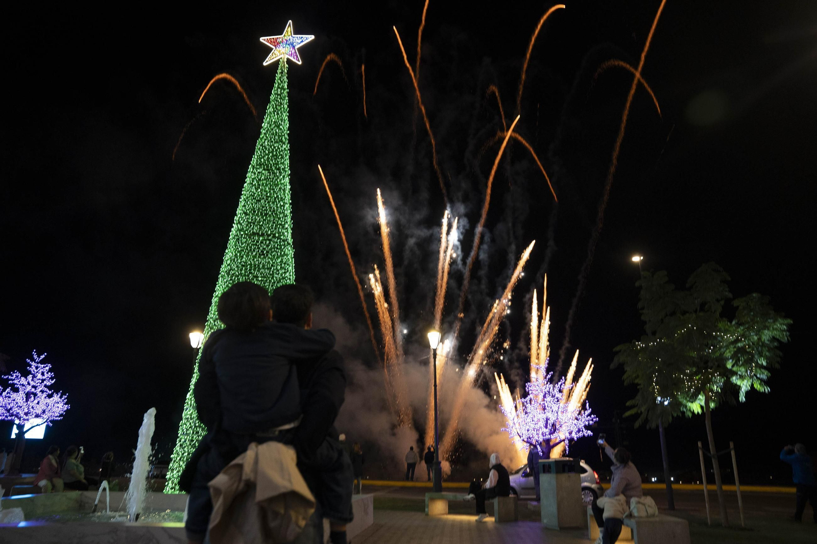 El encendido del alumbrado navideño del Hospital Universitario Torrecárdenas, en imágenes