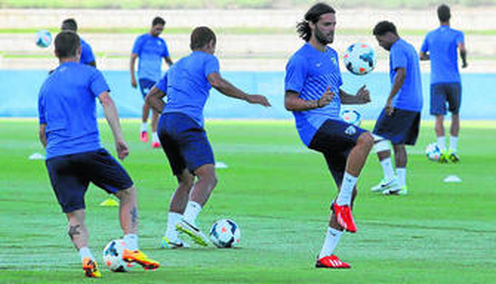 Sergio Sánchez durante la sesión de entrenamiento de ayer.