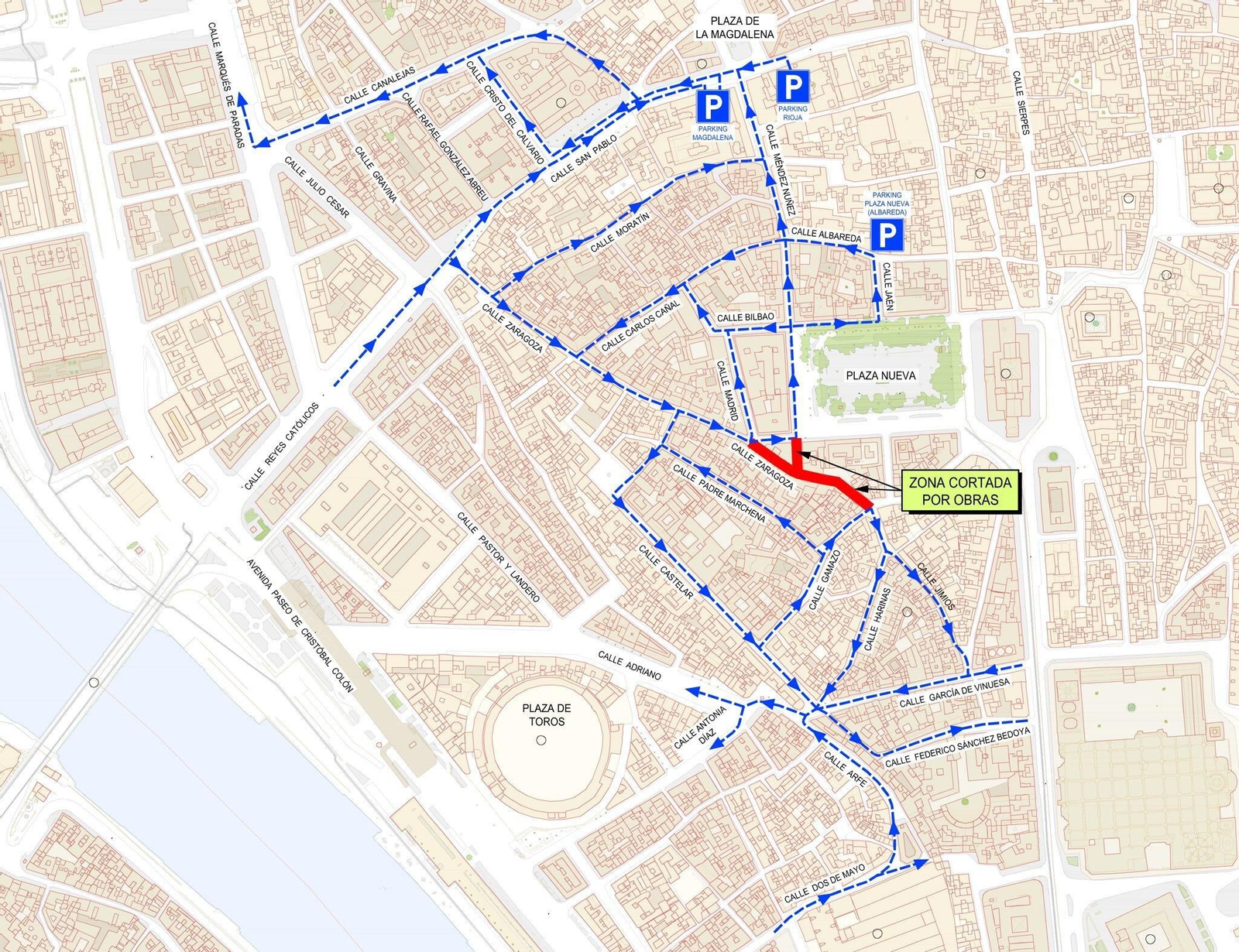 Nuevos cortes de tráfico en el entorno de la calle Zaragoza