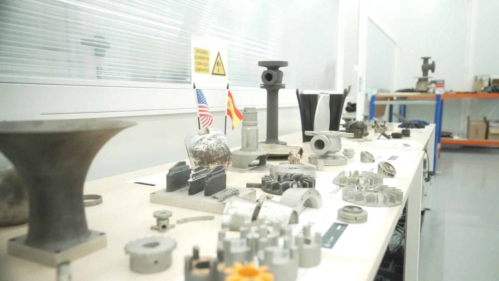 Piezas del Centro de Fabricación Aditiva de la base naval de Rota que gestiona Novaindef.