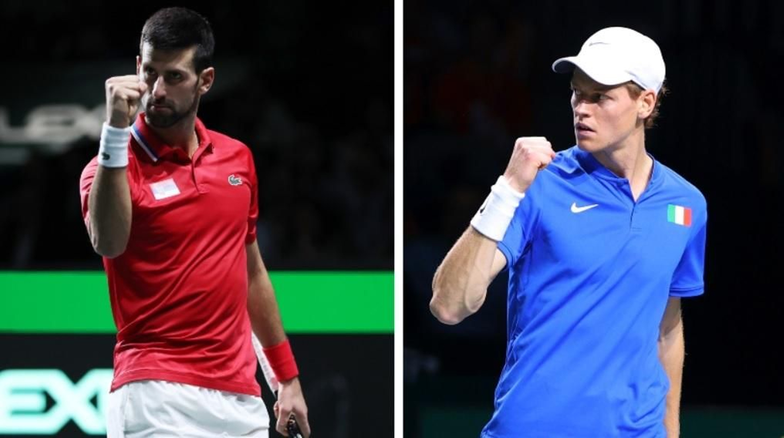 Djokovic y Sinner celebran puntos en Málaga. Djokovic y Sinner celebran puntos en Málaga.