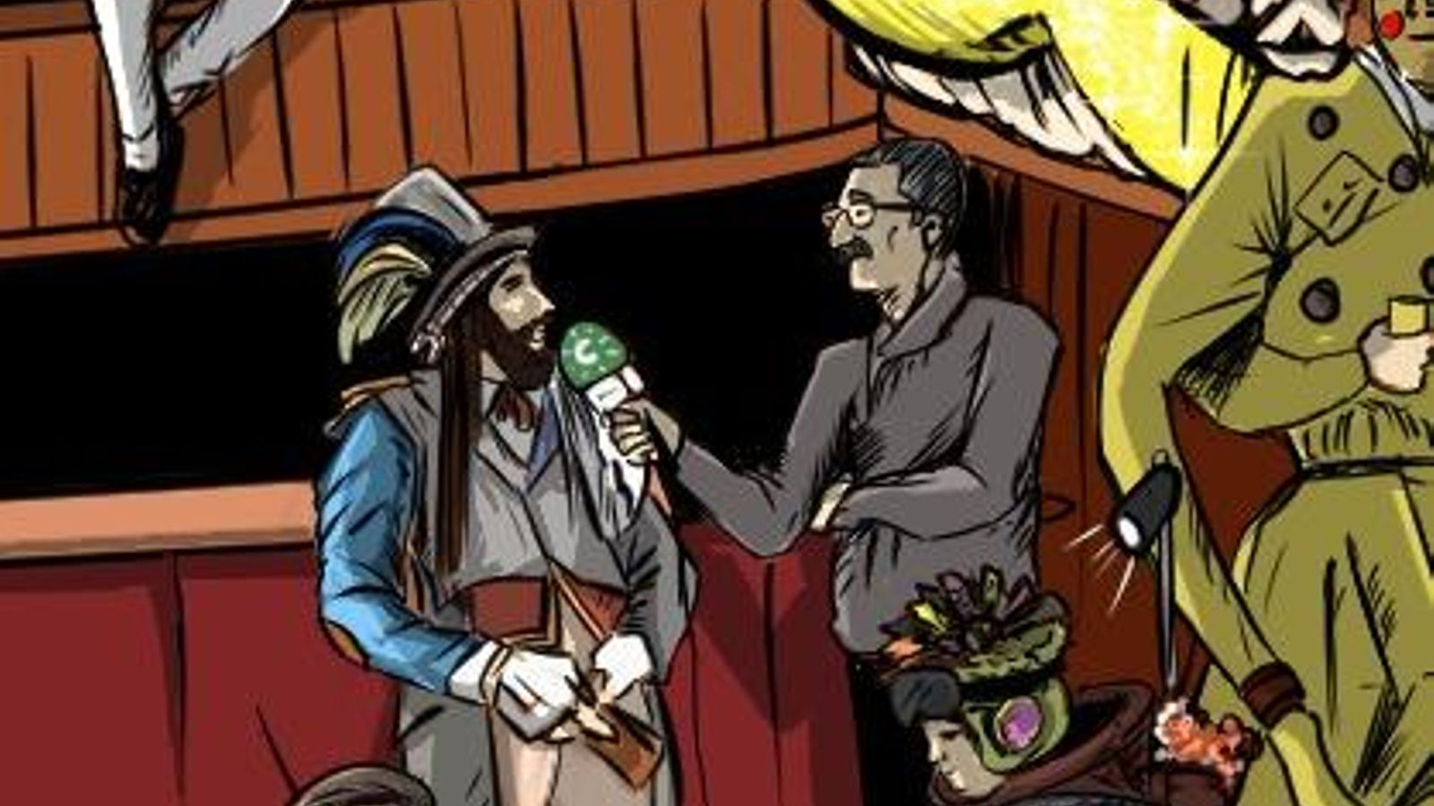 El periodista Juan Manzorro entrevistando a uno de los integrantes de 'Los Millonarios'.