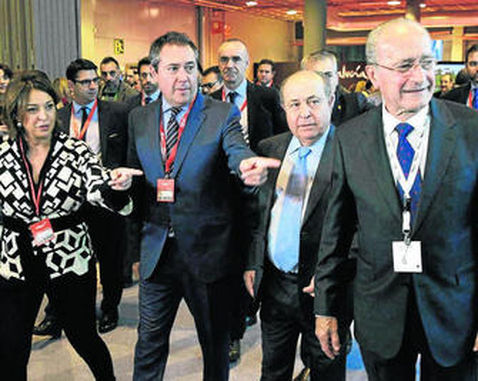 Los alcaldes de Córdoba, Sevilla, Granada y Málaga, ayer.