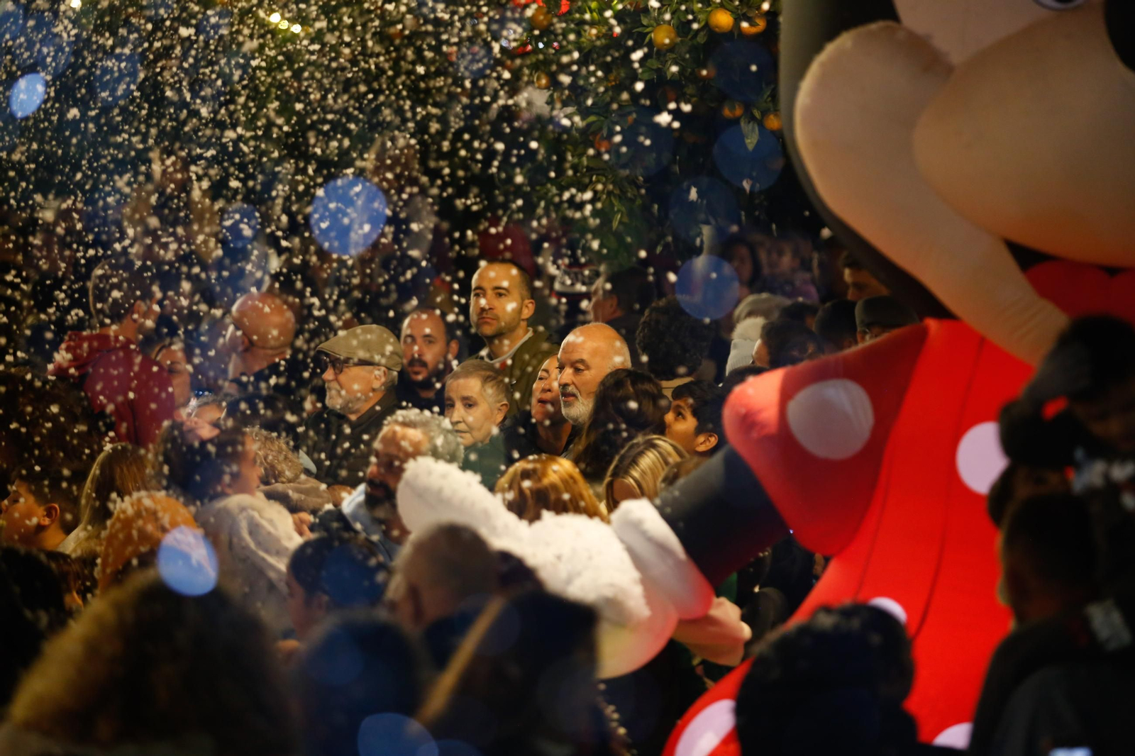 Fotos del encendido del alumbrado navideño en Los Barrios y la gran nevada artificial