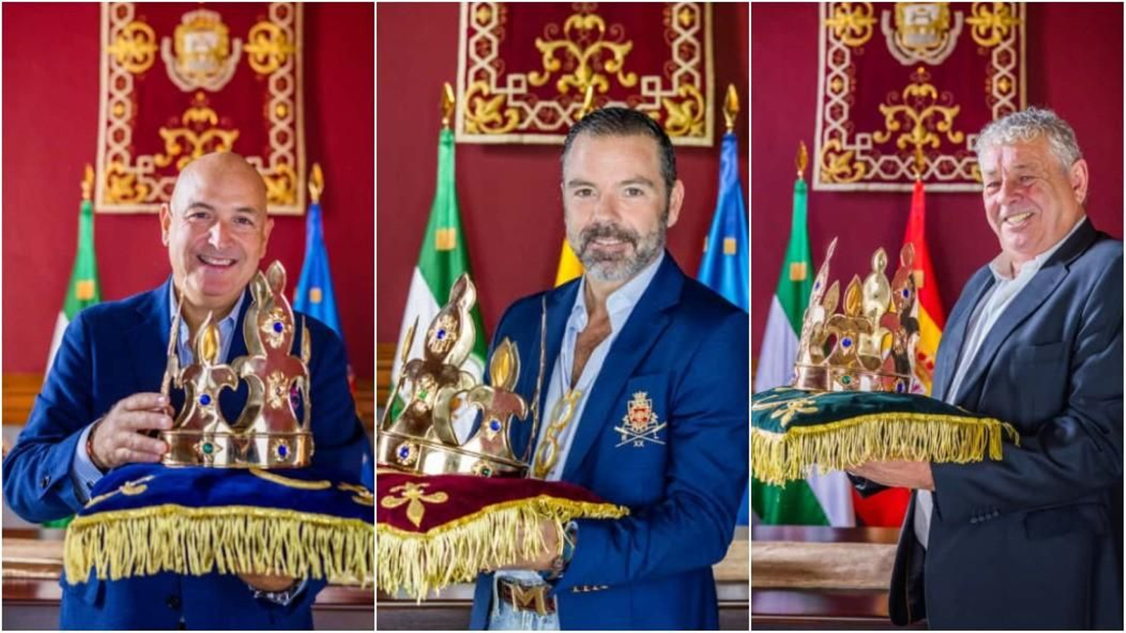 De izquierda a derecha, Manuel Antonio García López (Melchor), Alberto Cervantes Sánchez (Gaspar) y Juan Antonio Sirviente Prius (Baltasar), los Reyes Magos de San Fernando