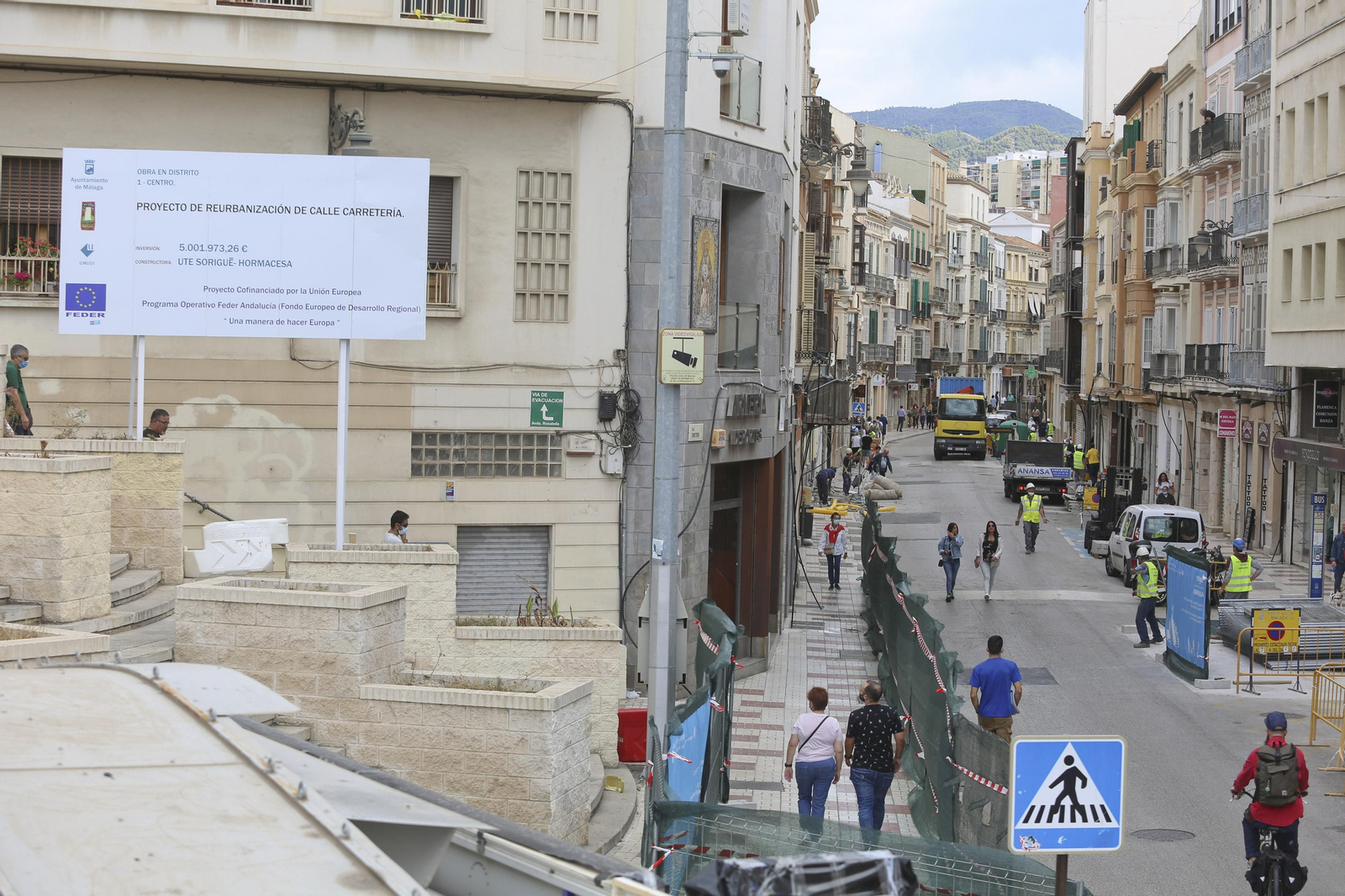 La calle Carretería de Málaga ya está en obras, en fotos