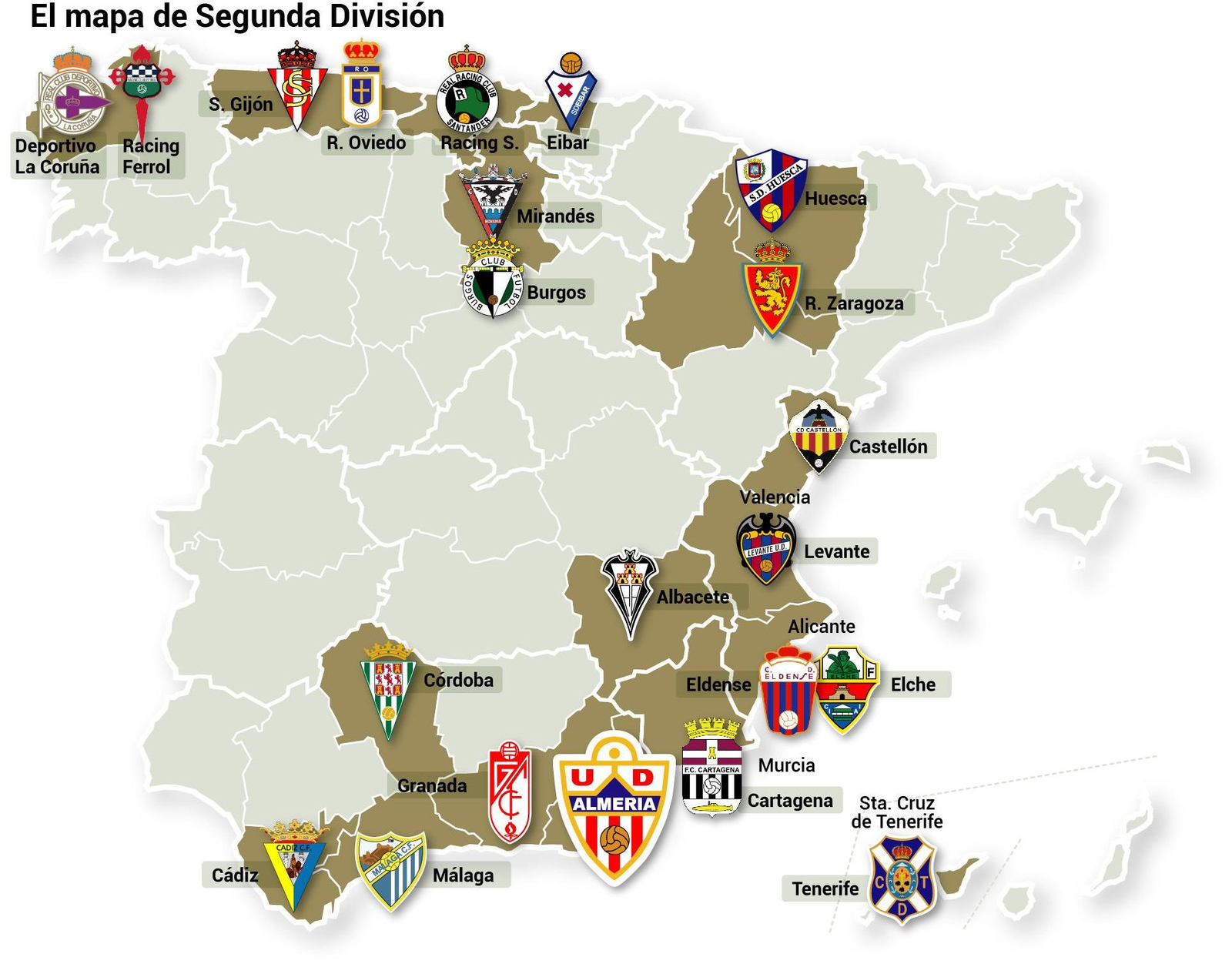 Mapa de la Segunda División