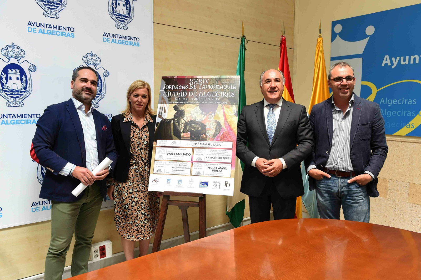José Manuel Laza,Eva Pajares, José Ignacio Landaluce y Javier Bocanegra,  en la presentación de las jornadas