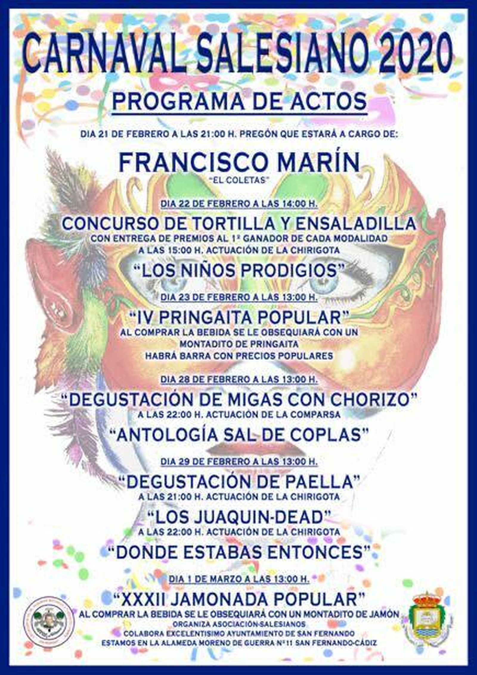 Programa de actos del Carnaval Salesiano.