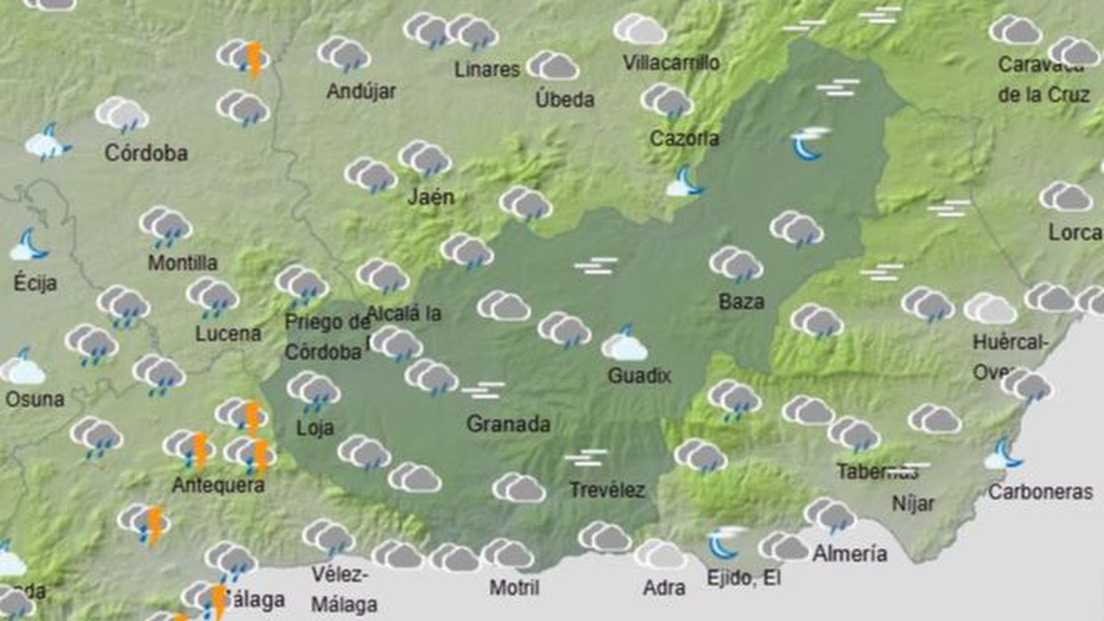 El Tiempo en Granada el 14 de noviembre de 2024
