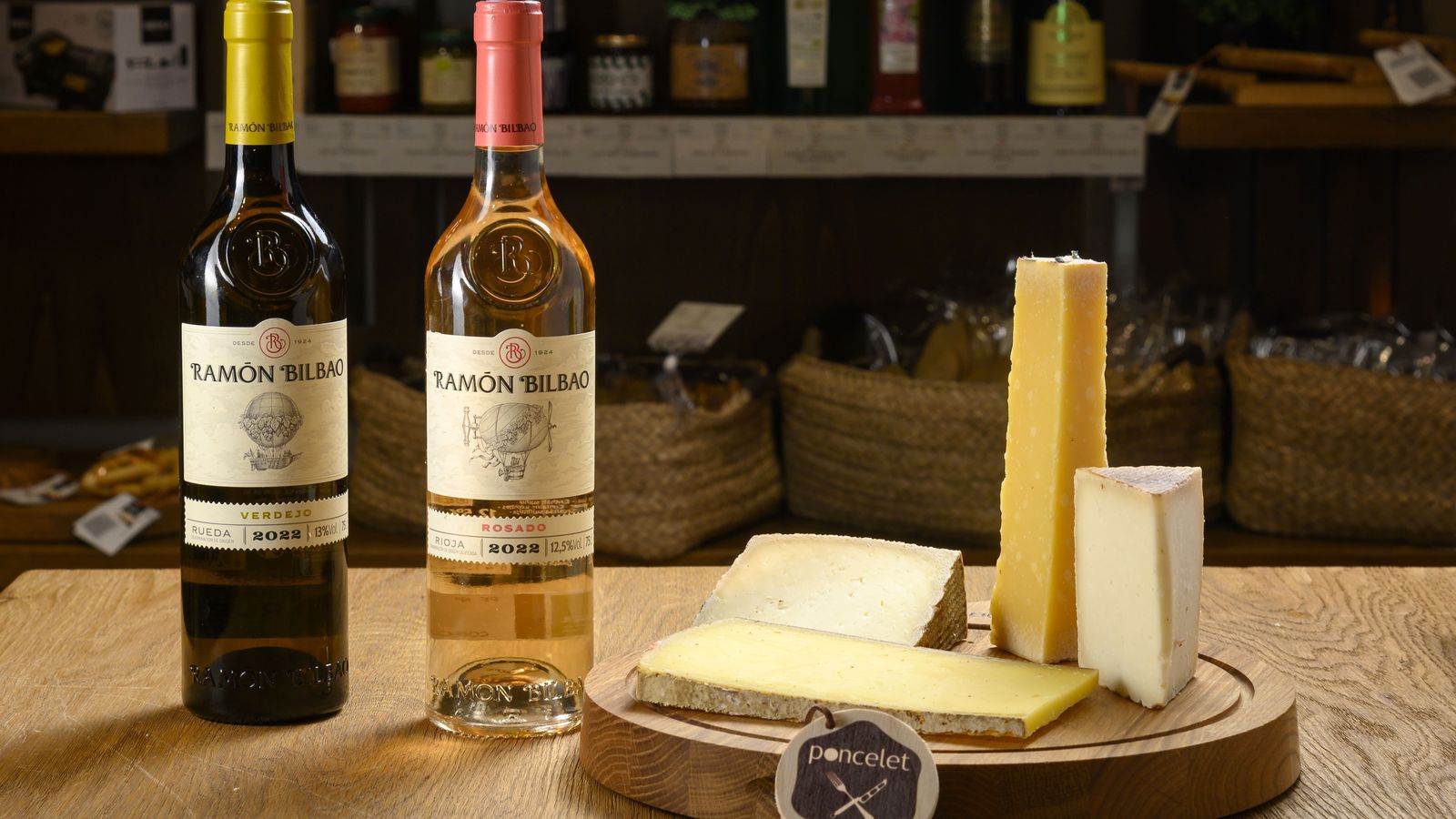 El lote de Ramón Bilbao y quesos de la tienda Poncelet