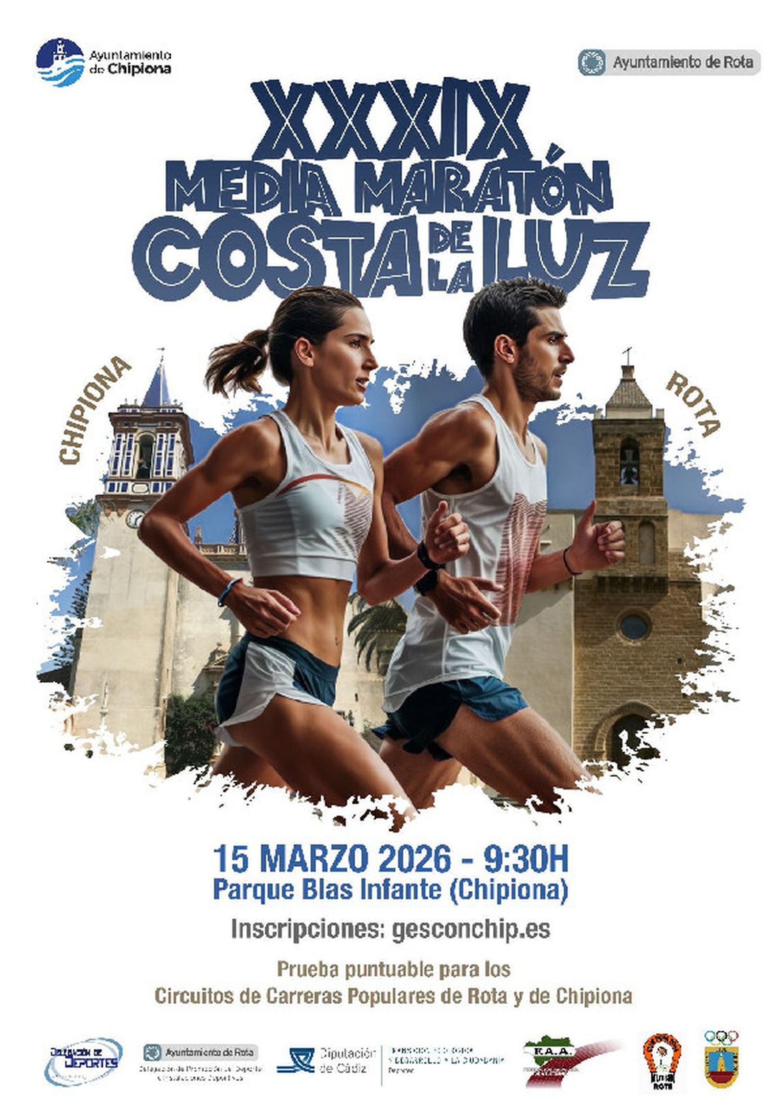 Cartel de la XXXIX Maratón Costa de la Luz, Chipiona-Rota.