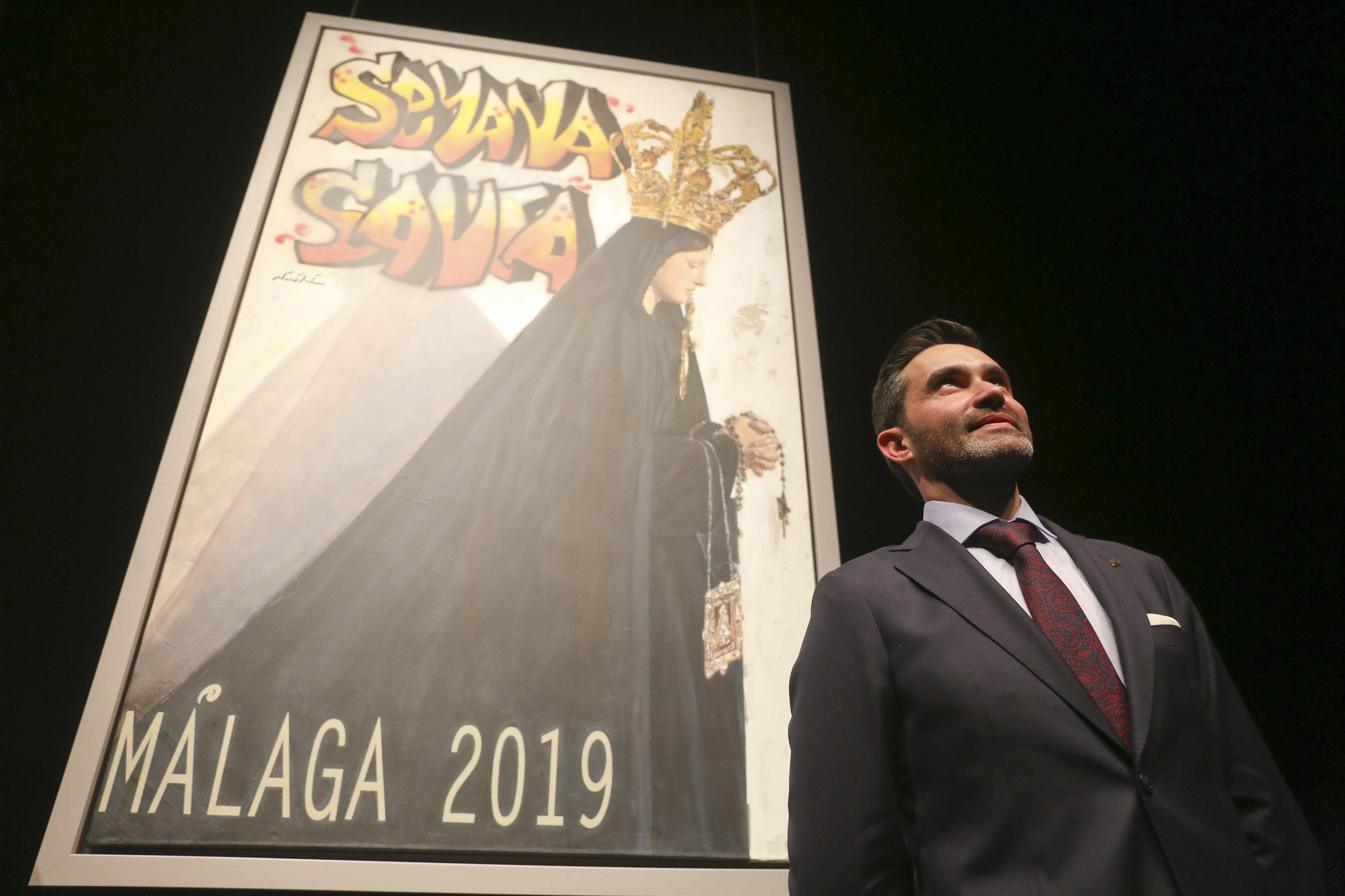 José Antonio Jiménez, durante la presentación del cartel de la Semana Santa de Málaga de 2019.