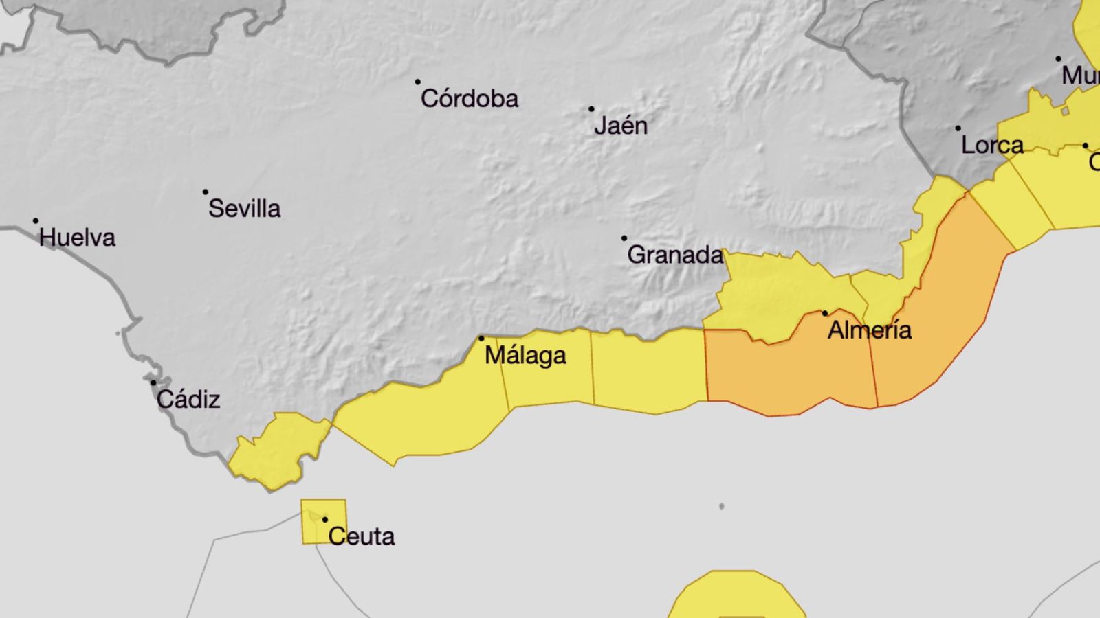 Avisos activos en Andalucía para el martes 3 de marzo de 2026