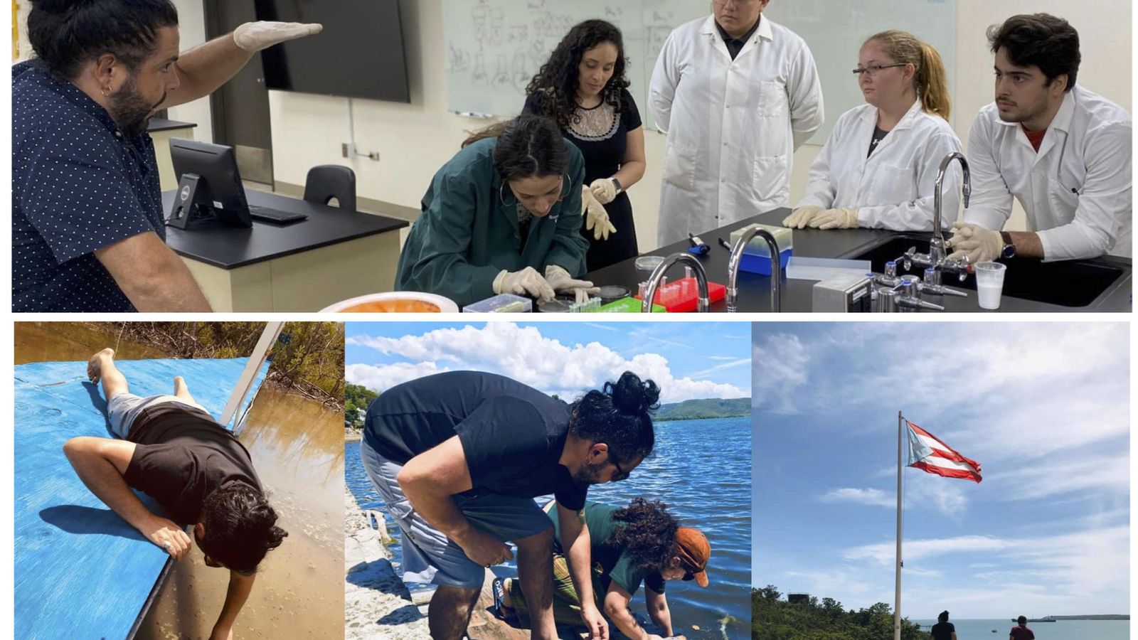 Salvador Almagro Moreno, muestreando con su equipo en en Puerto Rico.