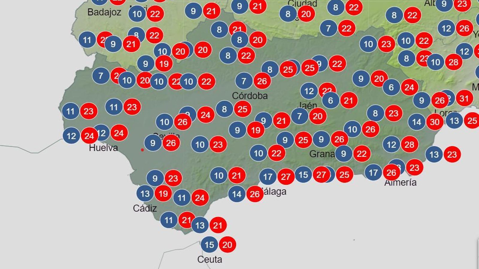Mapa de máximas y mínimas.