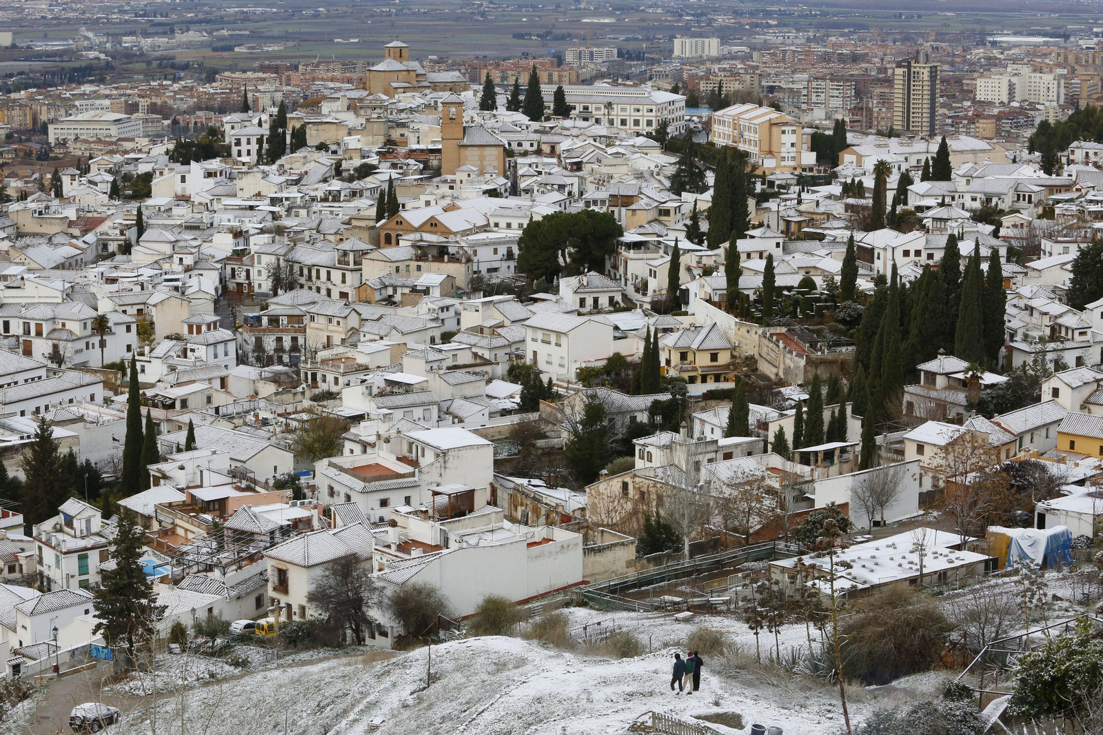 Fotos: la borrasca Filomena hace que Granada amanezca cubierta de nieve por primera vez este 2021