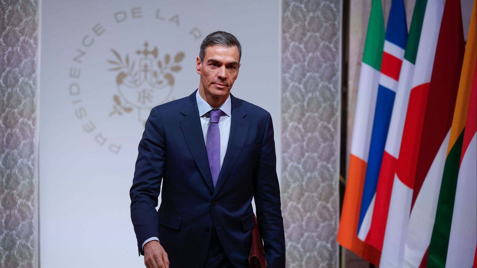 El presidente del Gobierno español, Pedro Sánchez, en la cumbre de la Coalición de los Voluntarios por Ucrania en el Palacio del Elíseo en París.