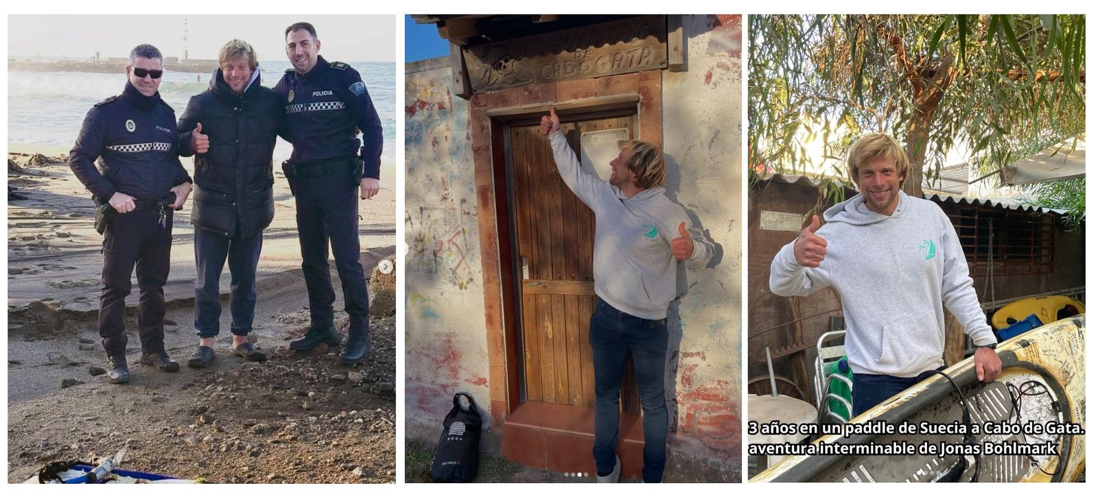 El aventurero sueco durante su recorrido por el litoral almeriense