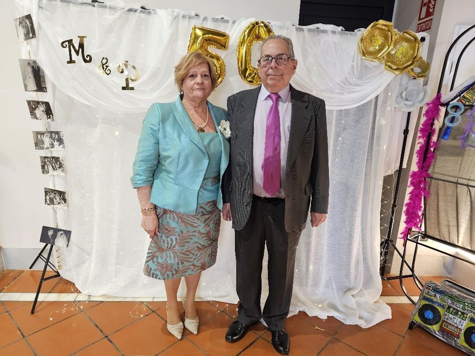 Maria Teresa Guerrero Caramé y José Pozo Ponce en el festejo.