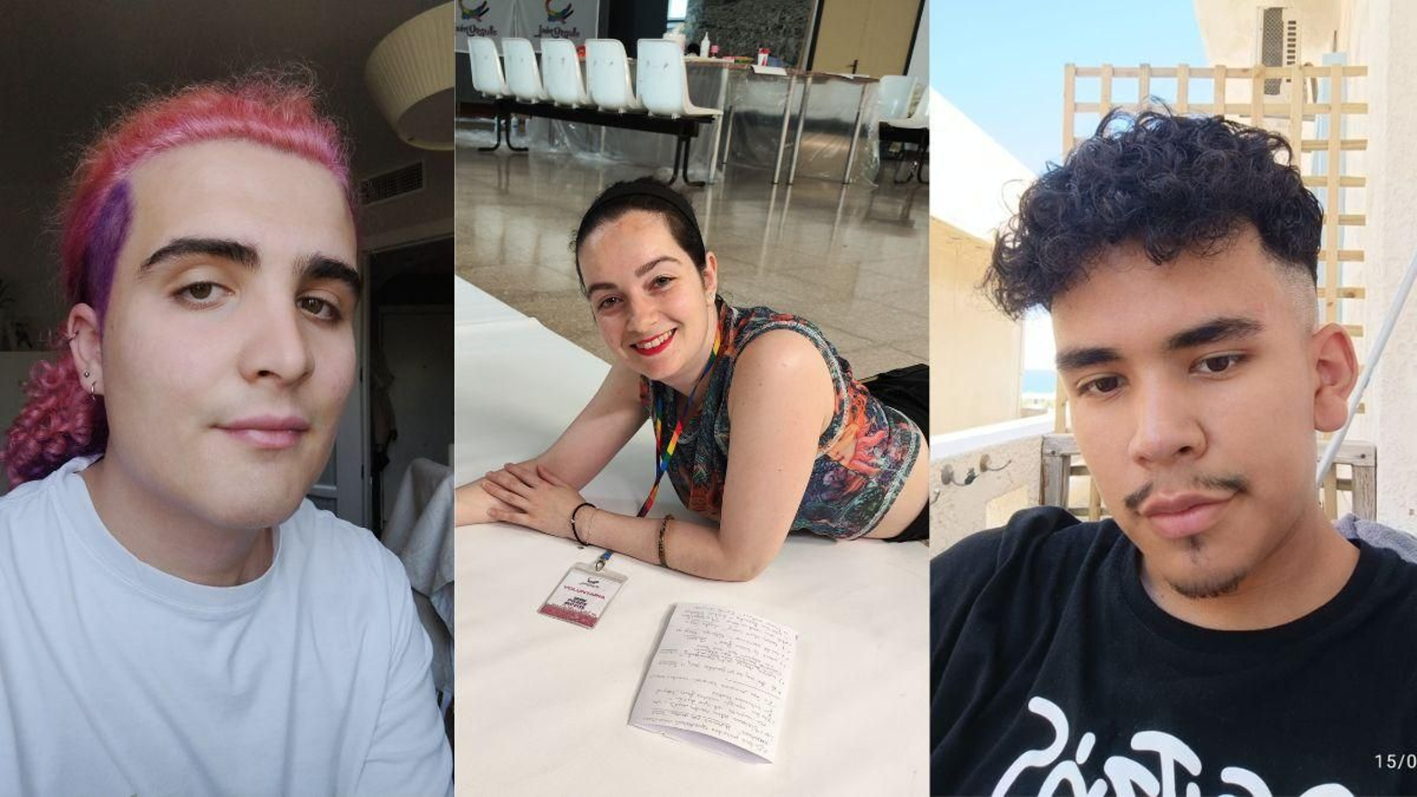 Nieves Villalba, Elisabeth Menden y Aarón Aguilar, miembros del colectivo LGTBI en Jaén.